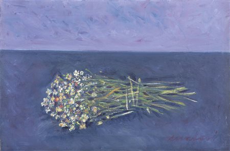 Mario Mafai Roma 1902 - 1965 Fiori recisi, 1958 Olio su tela, cm. 40x60 Firma...