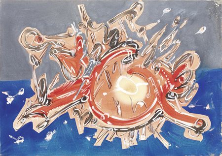 Sergio Dangelo Milano 1932 Il grande meteorite Acrilico su tela, cm. 70x100...