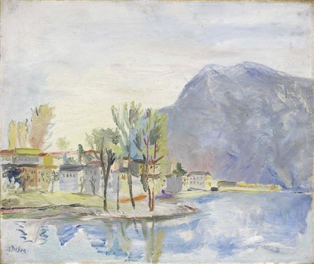 Angelo Del Bon Milano 1898 - Desio (MB) 1952 Paesaggio di Lecco, 1936 Olio su...