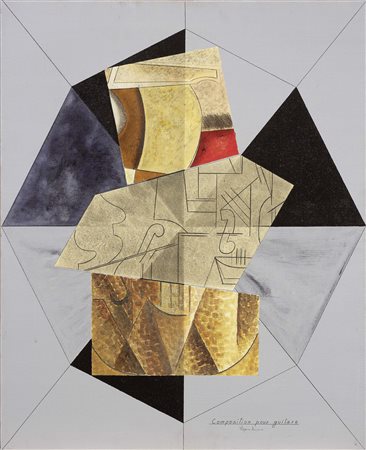 Aldo Mondino Torino 1939 - 2005 Composition pour guitare, 1977 Olio su tela,...