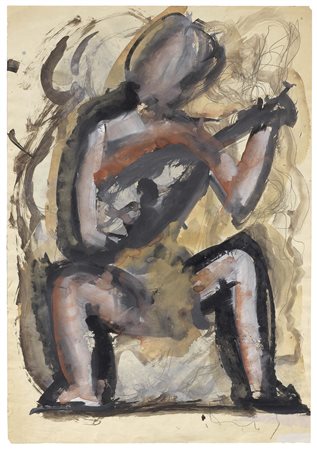 Mario Sironi Sassari 1885 - Milano 1961 Suonatore di mandolino Tempera su...