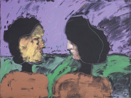 Tano Festa Roma 1938 - 1987 Lettera H, 1984 Acrilico su tela, cm. 60x80...