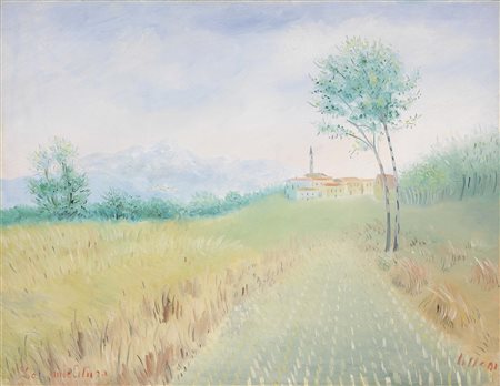 Umberto Lilloni Milano 1898 - 1980 La mietitura, 1955 Olio su tela, cm. 70x90...