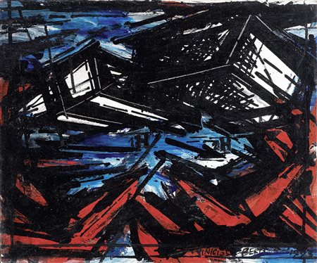 Vinicio Berti Firenze 1921 - 1991 Racconto antagonista, 1973 Olio su tela,...