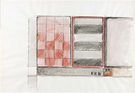 Tano Festa Roma 1938 - 1987 Feb 13, 1962 Tecnica mista su carta, cm....