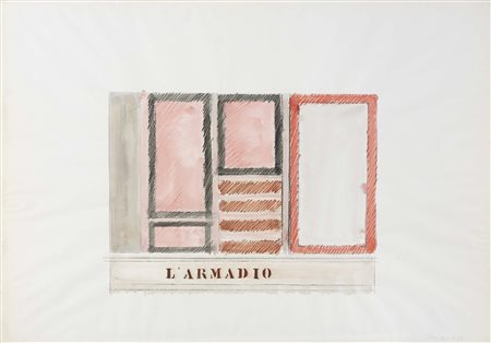 Tano Festa Roma 1938 - 1987 L’Armadio n. 43, 1962 Tecnica mista su carta, cm....