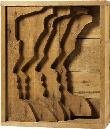 Mario Ceroli Castelfrentano (Ch) 1938 Profili Scultura in legno, cm....