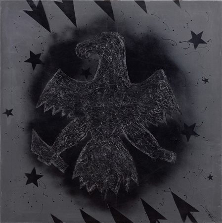 Franco Angeli Roma 1935 - 1988 Aquila, 1969 Smalto su tela, cm. 100x100 Firma...