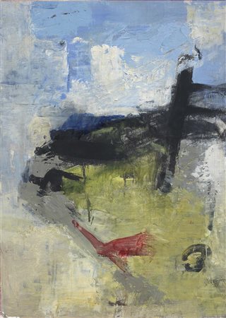 Giuseppe Santomaso Venezia 1907 - 1990 Nero e giallo, 1959 Olio su carta...