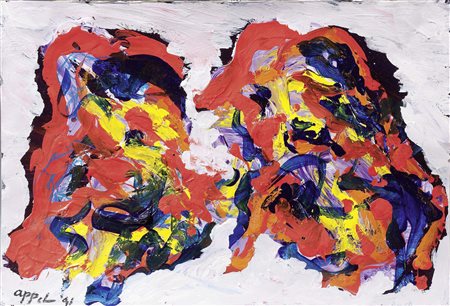 Karel Appel Amsterdam 1921 - Zurigo 2006 Senza titolo, 1991 Olio su carta,...