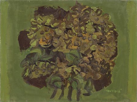 Ennio Morlotti Lecco 1910 - Milano 1992 Girasoli Olio su tela, cm. 60x80...