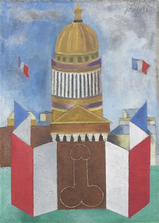 Franco Gentilini Faenza (Ra) 1909 - Roma 1981 Le Panthéon, 1970 Olio su tela...