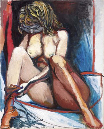 Renato Guttuso Bagheria (Pa) 1912 - Roma 1987 Ragazza, 1957 Olio su tela, cm....