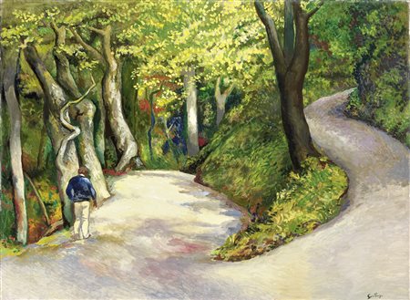 Renato Guttuso Bagheria (Pa) 1912 - Roma 1987 Nel bosco di Velate, 1985 Olio...