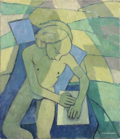 Felice Casorati Novara 1883 - Torino 1963 Nudo di ragazza nei campi, (1958)...