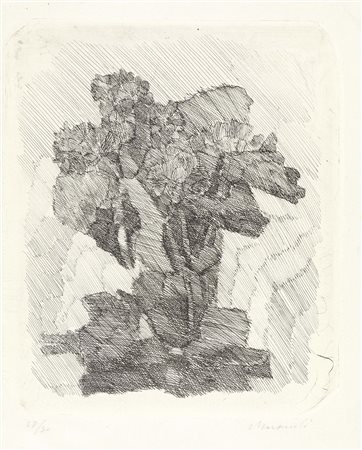 Giorgio Morandi Bologna 1890 - 1964 Gerani dentro un bicchiere, 1930 ca....