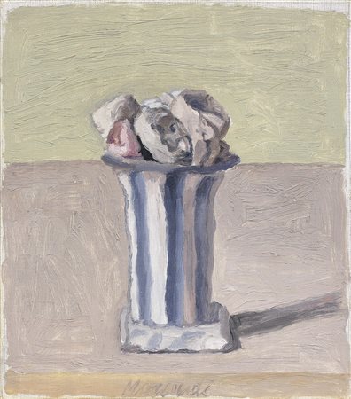 Giorgio Morandi Bologna 1890 - 1964 Fiori, 1950 Olio su tela, cm. 22,7x19,7...
