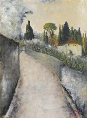 Ottone Rosai Firenze 1895 - Ivrea (To) 1957 Paesaggio, (1923) Olio su cartone...