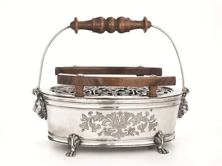 Scaldino in argento, Roma 1850 circa, ArgentierePietro Biazzidi forma ovale...