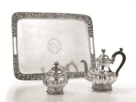 SERVITO DA TÈ, NAPOLI, PRIMA METÀ SEC. XIX, FACITORE GIUSEPPE CHIRCHIANOin...