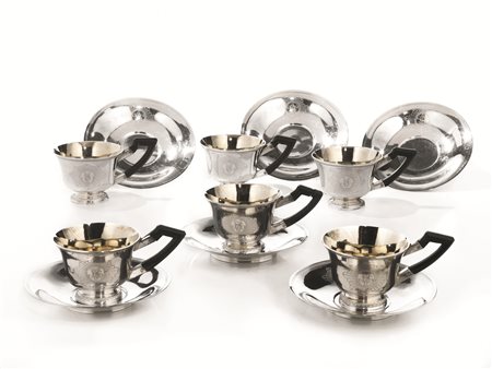 SEI TAZZINE CON PIATTINO, NAPOLI META' SEC. XIX, ASSAGGIATORE GENNARO...