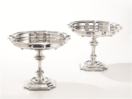 COPPIA DI ALZATE, LONDRA 1869, FACITORE ROBERT GARRARDin argento, base...