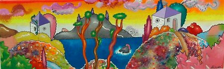 LUCA ALINARI Paesaggio Tecnica mista su tela Firmata in basso a destra cm...