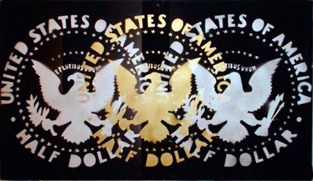 FRANCO ANGELI Half Dollar 1985 Smalti su tela cm 70x127 Autentica del prof....