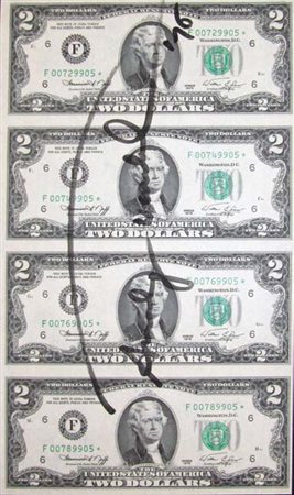 ANDY WARHOL Two dollars (Declaration of independence) Cartamoneta da 2...