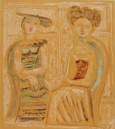 MASSIMO CAMPIGLI Due donne 1949 Olio su cartone telato cm 36x40 Archivio...