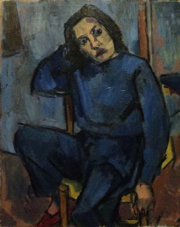 ORFEO TAMBURI Ritratto 1939 Olio su tela cm 50x40 Autentica Galleria...