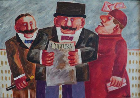 FRANZ BORGHESE Cultura olio su tela cm 35x50 Opera Autenticata