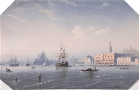 Carlo Bossoli(Davesco 1815 - Torino 1884)VEDUTA DI VENEZIA gouache su carta,...