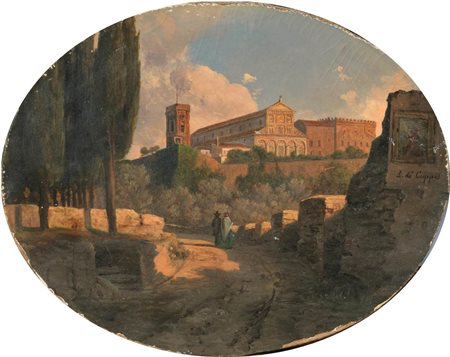 Lusignano De Cuppis(attivo nei secoli XIX - XX)VEDUTA DI SAN MINIATO olio su...