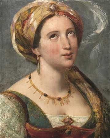 Francesco Podesti(Ancona 1800 - Roma 1895)ODALISCAolio su tela, cm...