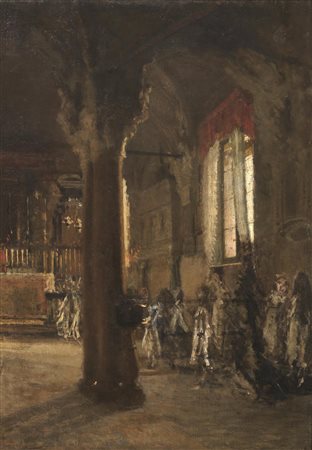 Leonardo Bazzaro(Milano 1853 - Miazzina 1937)LA CAPPELLA NELLA CHIESA DELLE...