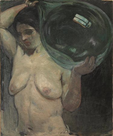 Galileo Chini(Firenze 1873 - 1956)LA PROLETARIAolio su tela, cm 80x65firmato...