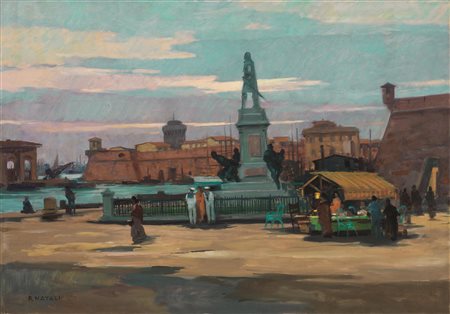 Renato Natali(Livorno 1883 - 1979)I QUATTRO MORI A LIVORNOolio su tela, cm...