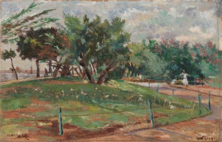 Ulvi Liegi(Livorno 1858 - 1939)GIARDINI ALL'ARDENZAolio su tela applicata su...