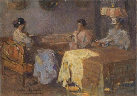 Ludovico Tommasi(Livorno 1866 - Firenze 1941)CONVERSAZIONEolio su tavoletta,...
