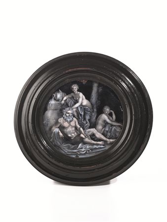 PLACCA, FIRENZE, FINE SECOLO XVI,in smalto su rame circolare raffigurante...