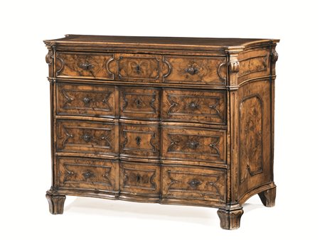 Cassettone, Lombardia, seconda metà sec. XVIIIin noce e radica di olivo,...