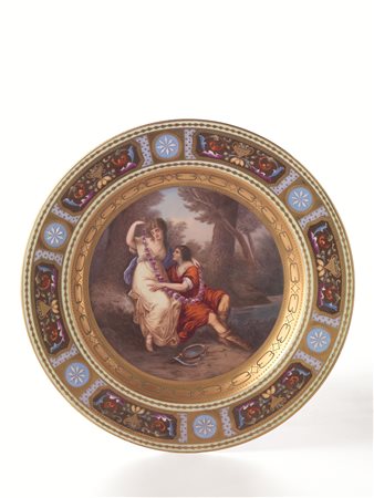 GRANDE PIATTO, VIENNA, SECOLO XIXporcellana dipinta in policromia e oro,...