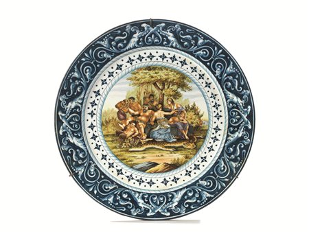GRANDE PIATTO, MANIFATTURA GINORI, FINE SECOLO XIX in maiolica dipinta in...