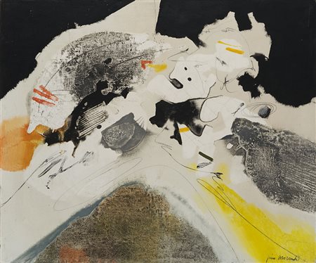 Gino Morandis (Venezia 1915 - Ivi 1994) - "Immagine n. 101" olio e collage su...
