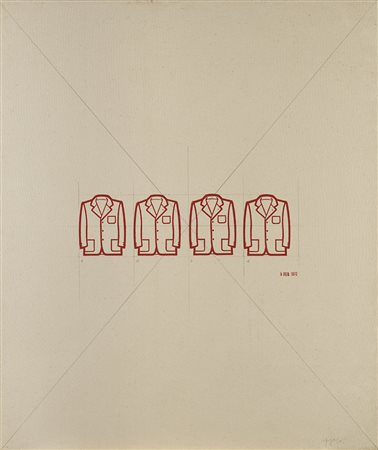 Tino Stefanoni (Lecco 1937) - "Le giacche" 1972 tecnica mista su tela...