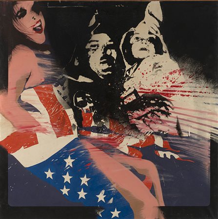 Paolo Baratella (Bologna 1935) - "Famiglia" 1971 olio su tela, cm 100x100...