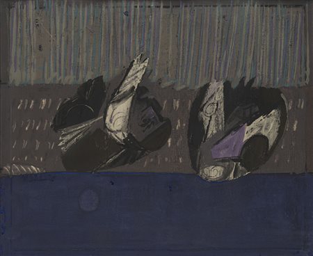 Josè Ortega (Spagna 1921 - 1990) - "Senza titolo" olio e sabbia su tela, cm...