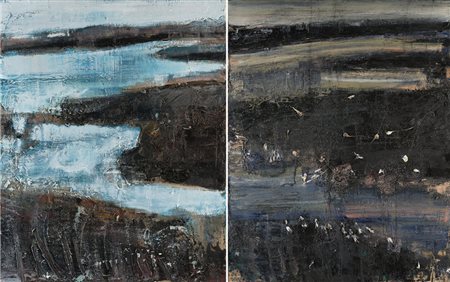 Giovanni Frangi (Milano 1959) - "Canale lombardo" 1998 olio su tela, cm...