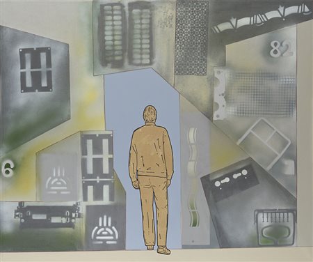 Renato Mambor (Roma 1936) - "Passare attraverso" 2010 acrilico su tela, cm...